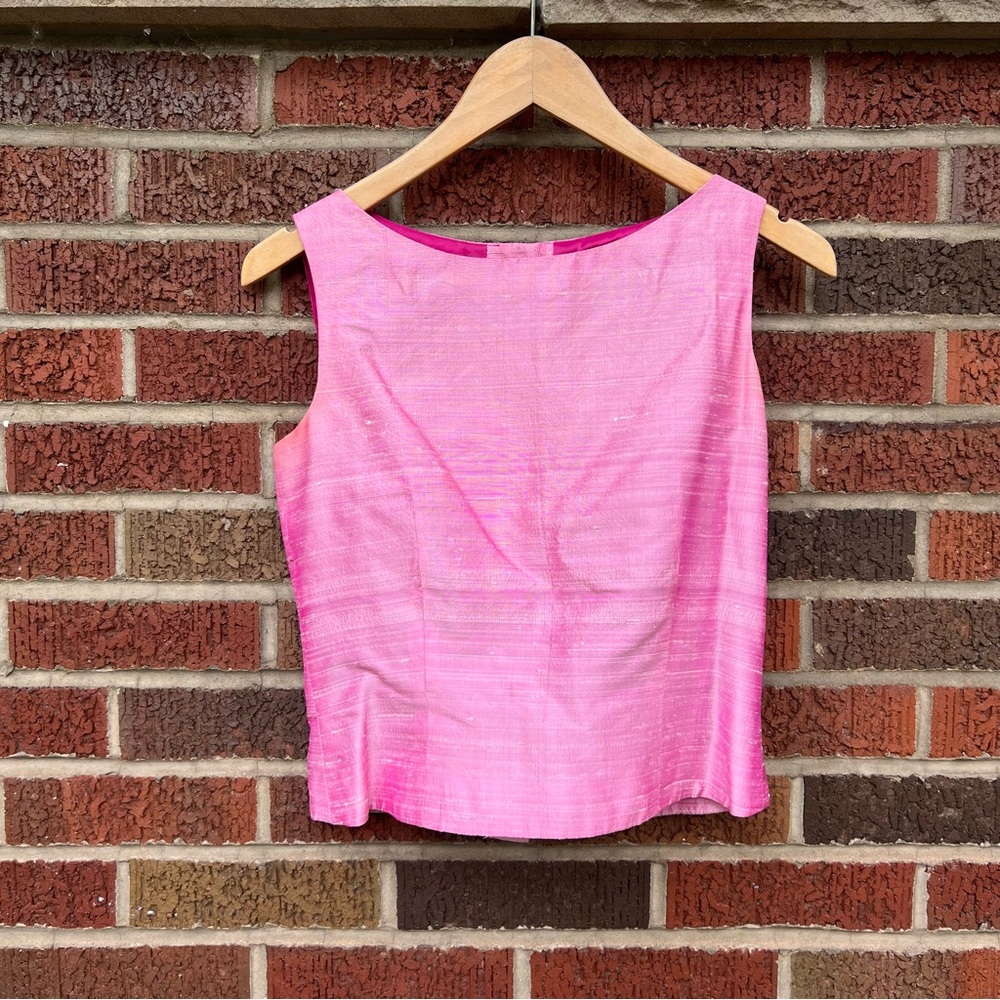 Margot Light Pink Thicker Fabric Button Back Sleeveless Boat Neck Blouse